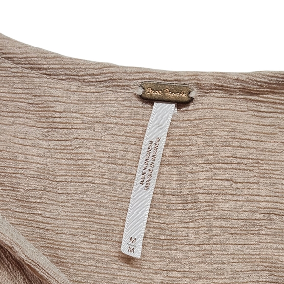 Free People Check On It Long Sleeve Open Wrap Top In Pink Peach Size Medium - Picture 6 of 9